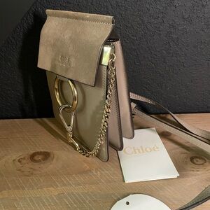 Chloé Cream Leather Expandable Cross Body with Gold Details
